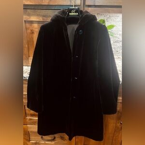 Sheared mink, reversible, knee-length coat with hood- like new!